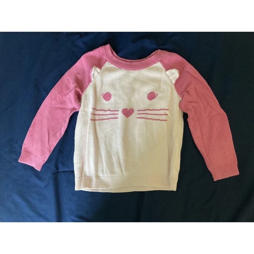 4T Baby Gap girl clothes - one piece long sleeved shirt | cat & pink theme